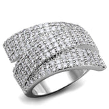 3W883 - Rhodium Brass Ring with AAA Grade CZ in Clear - Alamode - Flyclothing LLC
