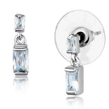 3W887 - Rhodium Brass Earrings with AAA Grade CZ in Clear - Alamode - Flyclothing LLC