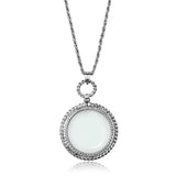 3W909 - Rhodium Brass Magnifier pendant with Synthetic Synthetic Glass in Clear - Alamode - Flyclothing LLC