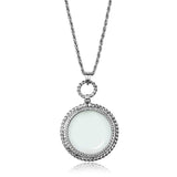 3W909 - Rhodium Brass Magnifier pendant with Synthetic Synthetic Glass in Clear - Alamode - Flyclothing LLC