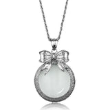 3W911 - Rhodium Brass Magnifier pendant with Synthetic Synthetic Glass in Clear - Alamode - Flyclothing LLC