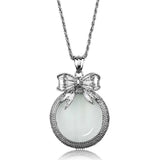 3W911 - Rhodium Brass Magnifier pendant with Synthetic Synthetic Glass in Clear - Alamode