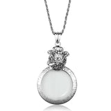 3W913 - Rhodium Brass Magnifier pendant with Synthetic Synthetic Glass in Clear - Alamode - Flyclothing LLC