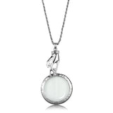3W914 - Rhodium Brass Magnifier pendant with Top Grade Crystal in Clear - Alamode - Flyclothing LLC