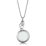3W914 - Rhodium Brass Magnifier pendant with Top Grade Crystal  in Clear - Alamode