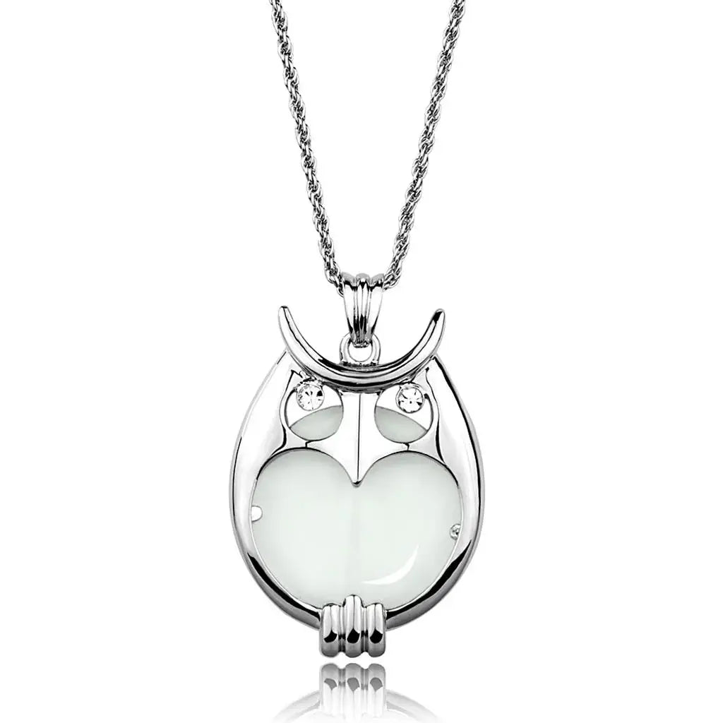 3W916 - Rhodium Brass Magnifier pendant with Top Grade Crystal in Clear - Alamode - Flyclothing LLC