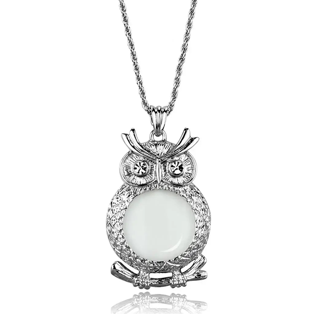3W919 - Rhodium Brass Magnifier pendant with Top Grade Crystal in Clear - Alamode - Flyclothing LLC