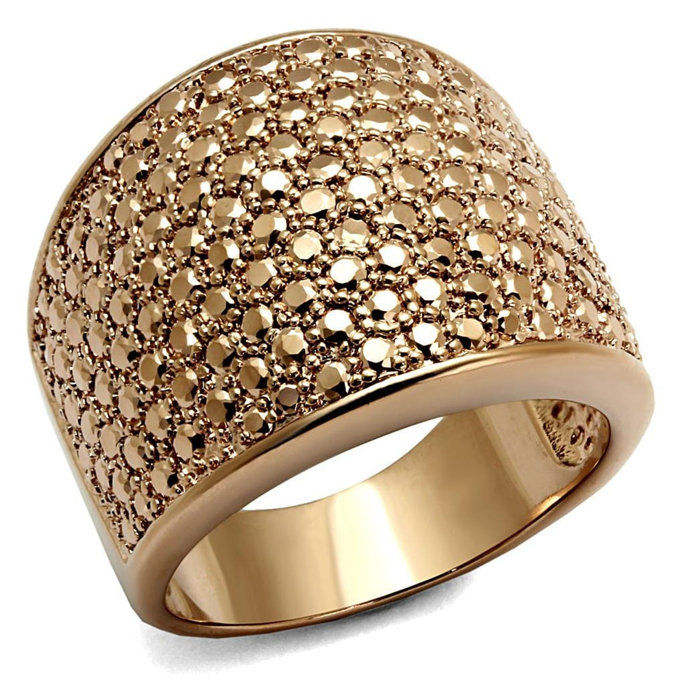 3W935 - IP Rose Gold(Ion Plating) Brass Ring with AAA Grade CZ  in Metallic Light Gold - Alamode