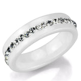 3W968 - High polished (no plating) Stainless Steel Ring with Ceramic in White - Alamode - Flyclothing LLC