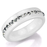 3W968 - High polished (no plating) Stainless Steel Ring with Ceramic in White - Alamode - Flyclothing LLC
