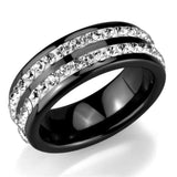 3W971 - High polished (no plating) Stainless Steel Ring with Ceramic  in Jet - Alamode