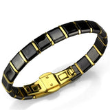 3W988 - IP Gold(Ion Plating) Stainless Steel Bracelet with Ceramic  in Jet - Alamode