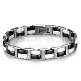 3W998 - High polished (no plating) Stainless Steel Bracelet with Ceramic in Jet - Alamode - Flyclothing LLC