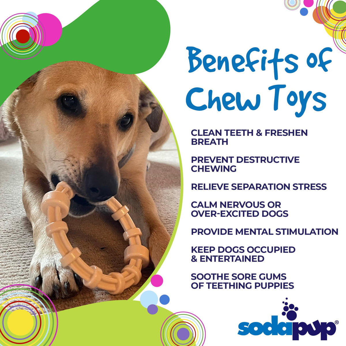 Chicken Flavored Teething Ring for Puppies & Aggressive Chewers | USA Made - SodaPup/True Dogs, LLC - Flyclothing LLC