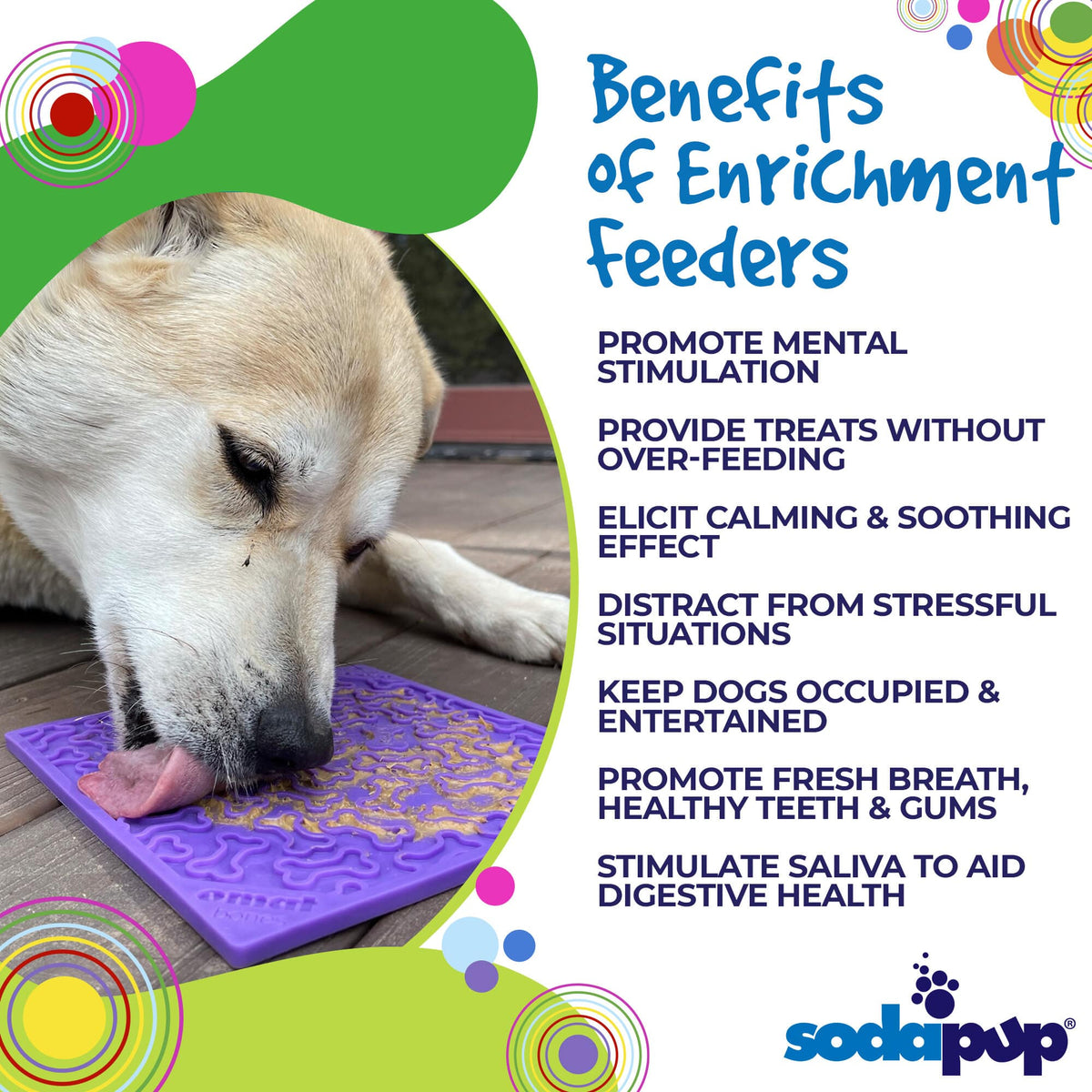 Bones eMat - Enrichment Lick Mat for Dogs and Cats | eMat Enrichment Toy for Anxiety Relief | SodaPup - SodaPup/True Dogs, LLC - Flyclothing LLC