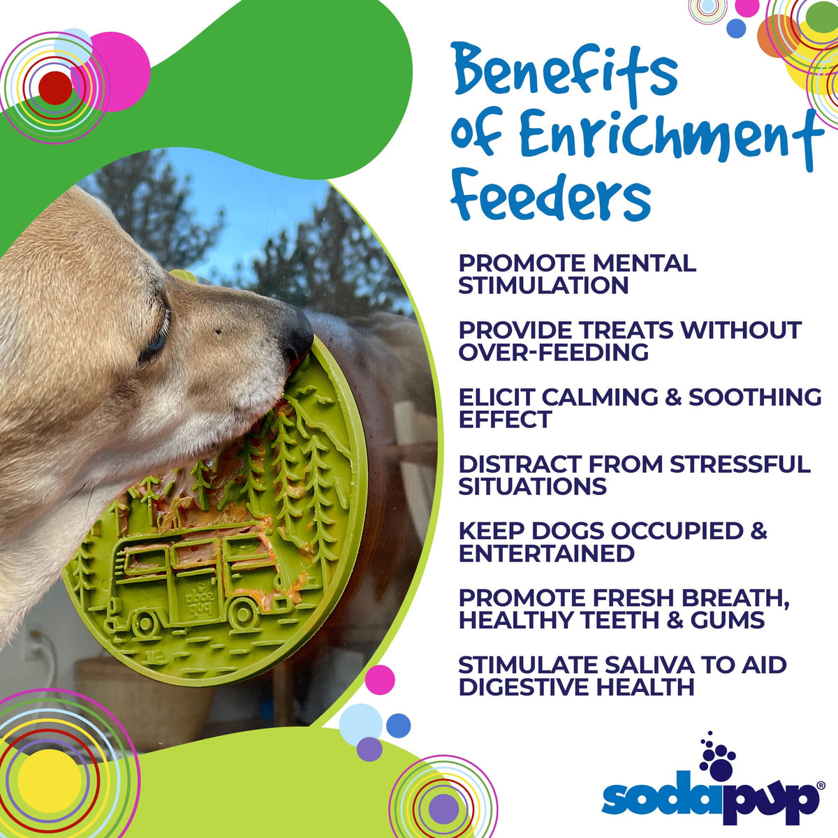 Camp eMat - Enrichment Lick Mat For Dogs and Cats - with Suction Cups | Retro Van Design | USA Made - SodaPup/True Dogs, LLC - Flyclothing LLC