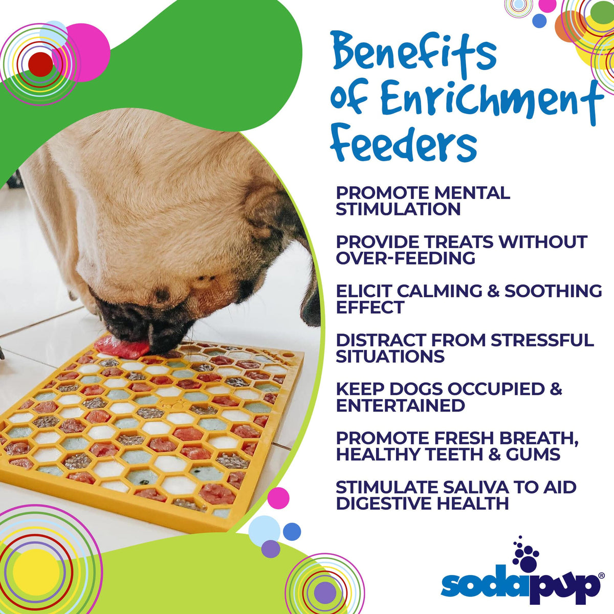 Honeycomb eMat - Enrichment Lick Mat for Dogs and Cats | eMat Enrichment Toy for Anxiety Relief | SodaPup - SodaPup/True Dogs, LLC - Flyclothing LLC
