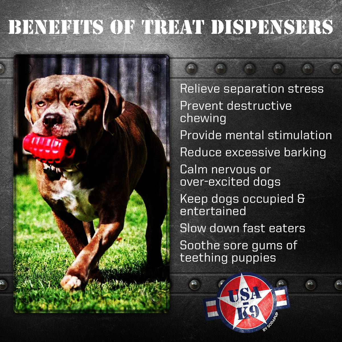 USA-K9 Grenade Shaped eDispenser Durable Dog Chew Toy & Treat Dispenser - Magnum Black - SodaPup/True Dogs, LLC - Flyclothing LLC