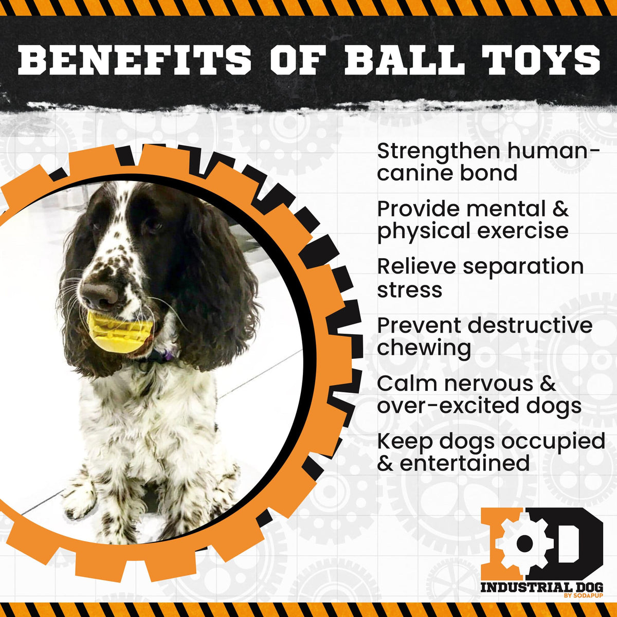 Industrial Dog Ball Rubber Chew Toy for Heavy Chewers | Yellow | USA Made | SodaPup - SodaPup/True Dogs, LLC - Flyclothing LLC