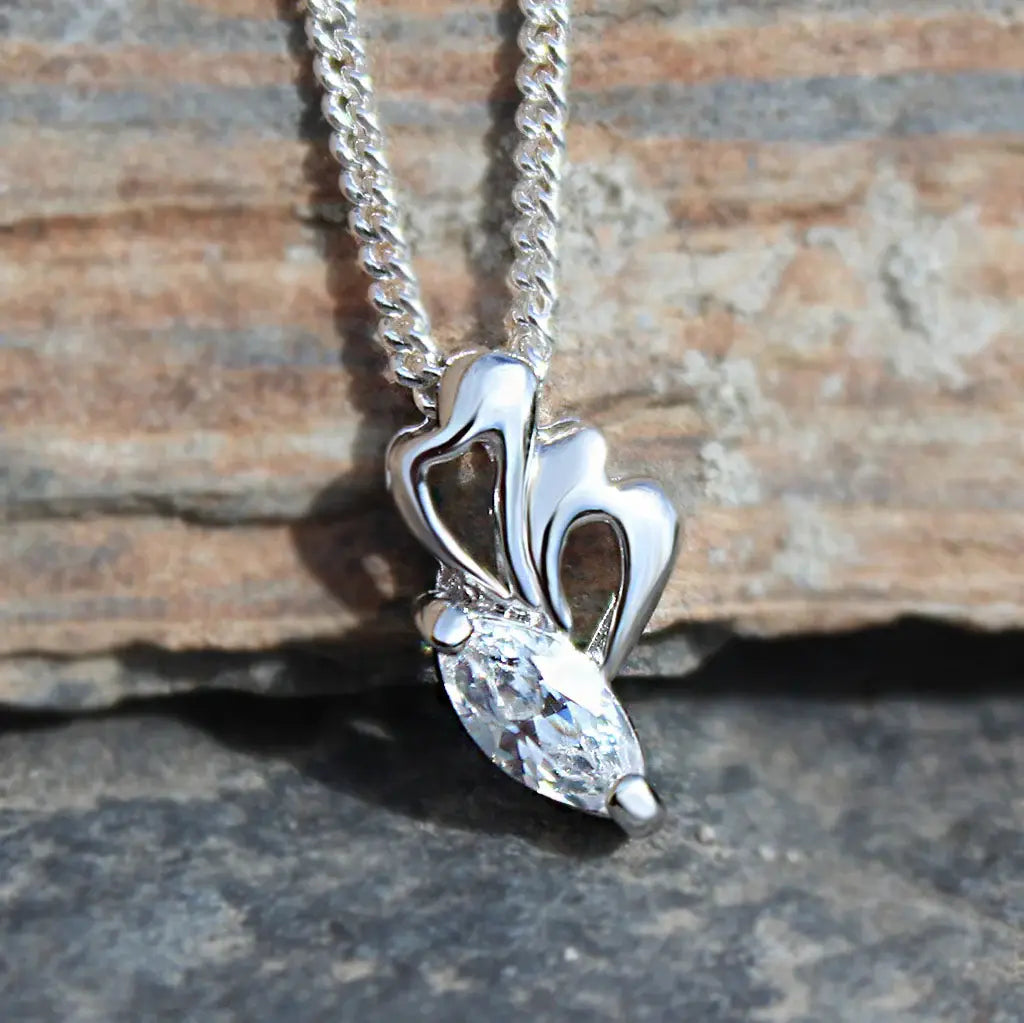 LOA1379 - Rhodium Plating Brass Pendant Chain with AAA CZ in Clear - Alamode - Flyclothing LLC