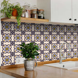 4" X 4" Azul Flora Peel and Stick Removable Tiles - Homeroots - Flyclothing LLC