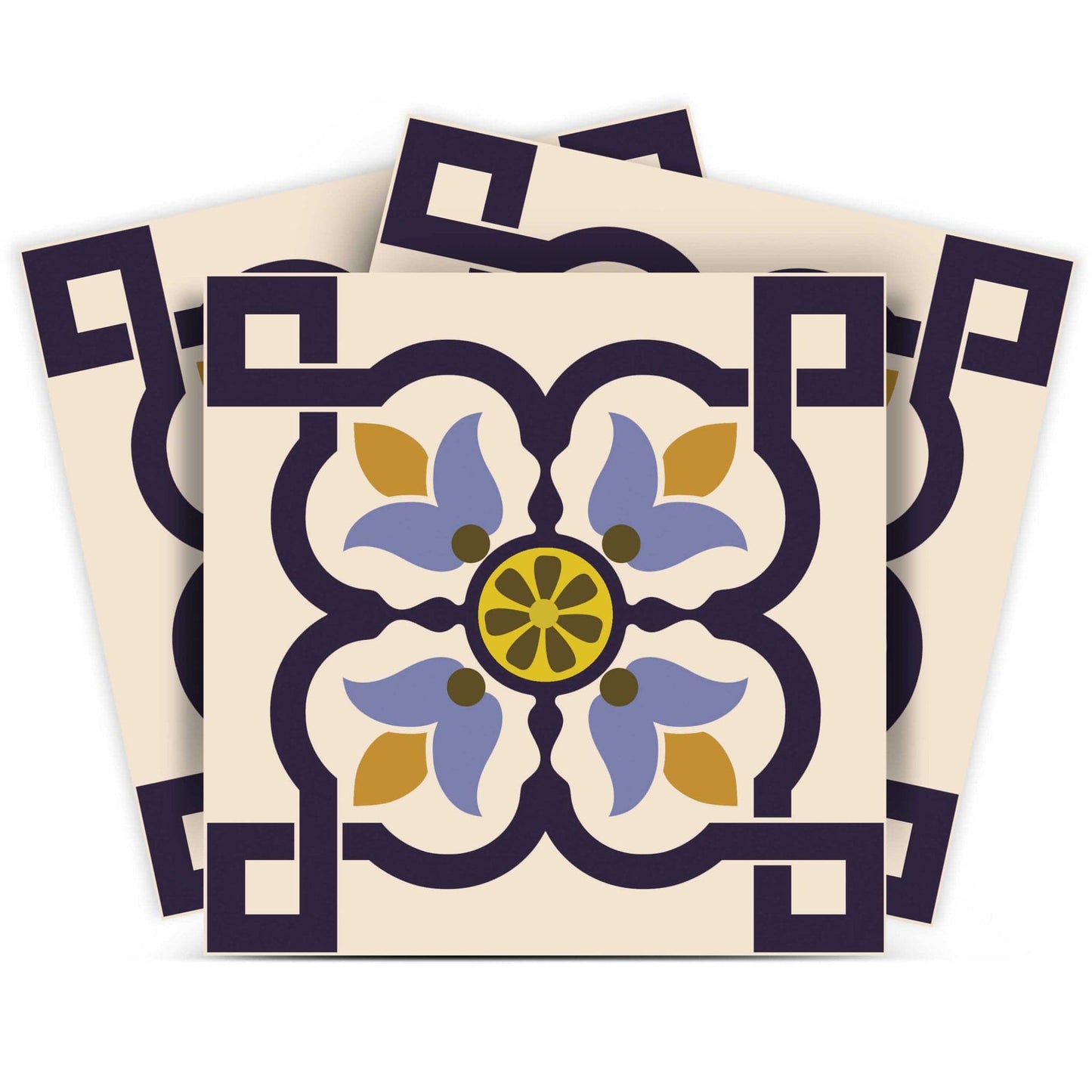 4" X 4" Azul Flora Peel and Stick Removable Tiles - Homeroots - Flyclothing LLC