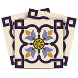 4" X 4" Azul Flora Peel and Stick Removable Tiles - Homeroots