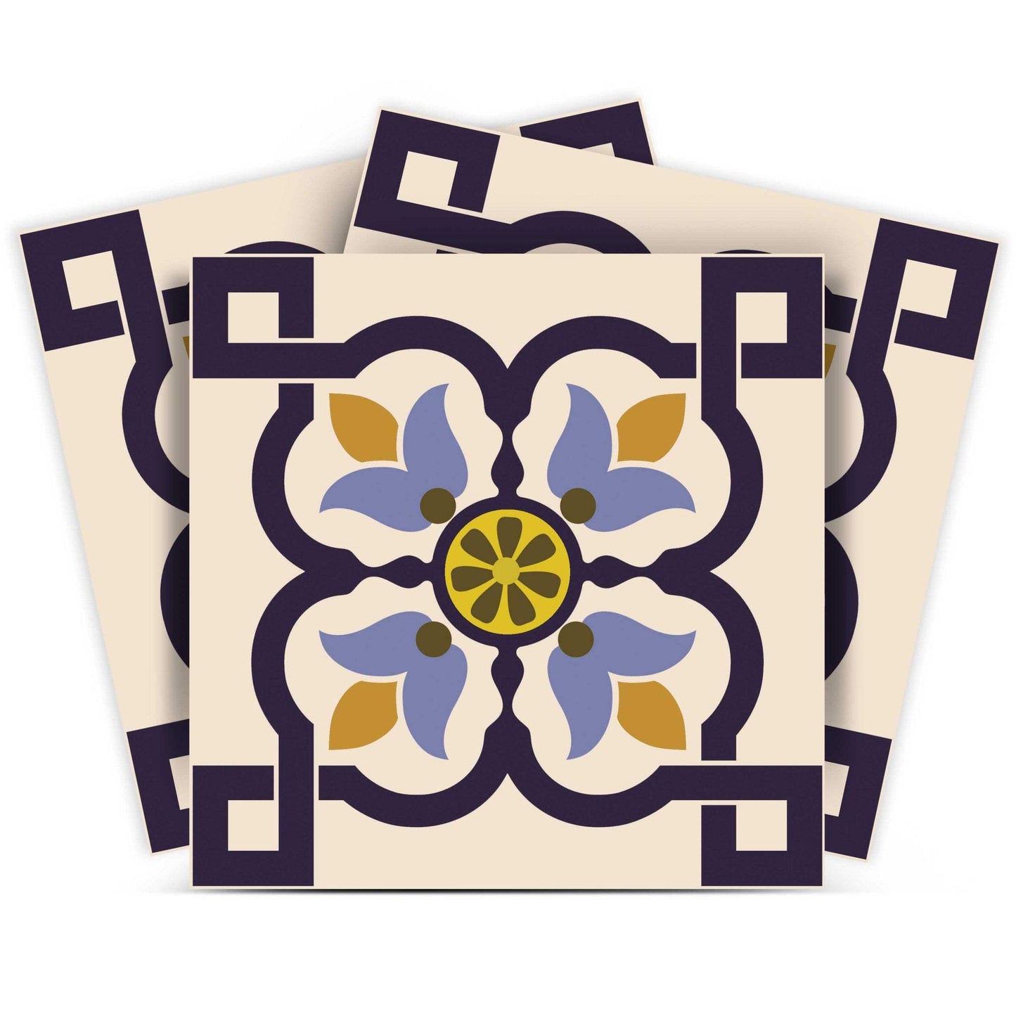 4" X 4" Azul Flora Peel and Stick Removable Tiles - Homeroots - Flyclothing LLC