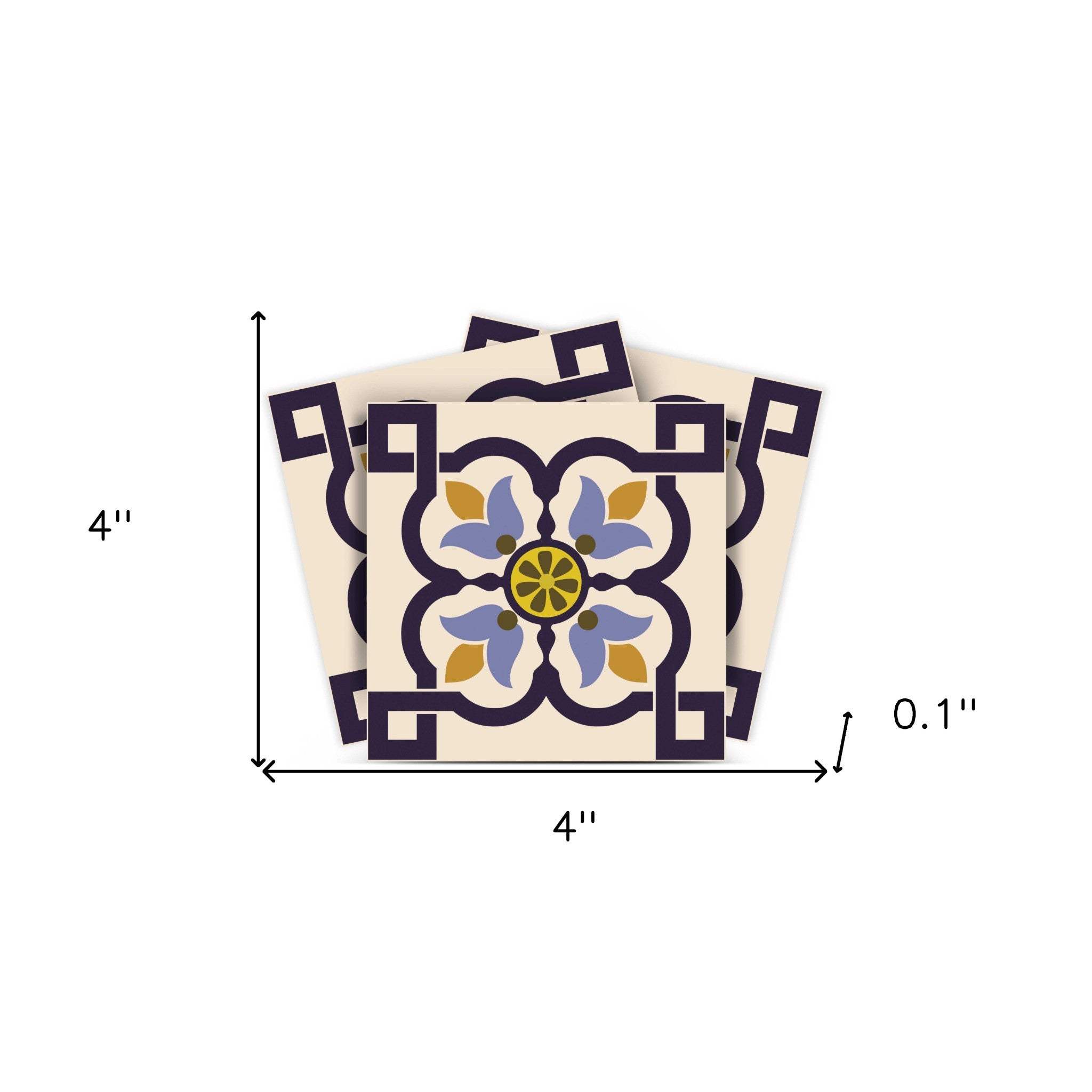 4" X 4" Azul Flora Peel and Stick Removable Tiles - Homeroots - Flyclothing LLC