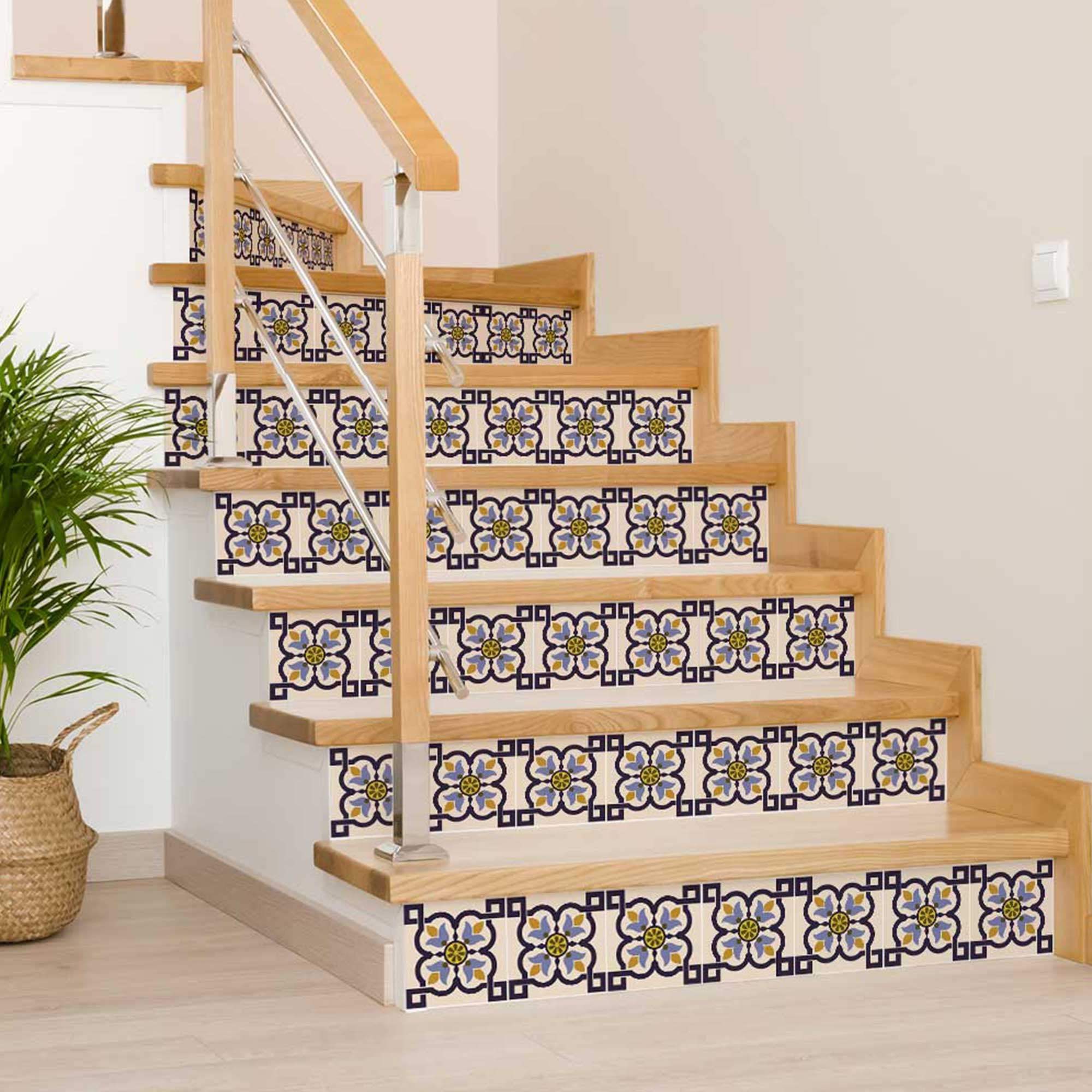 5" X 5" Azul Flora Peel and Stick Removable Tiles - Homeroots - Flyclothing LLC