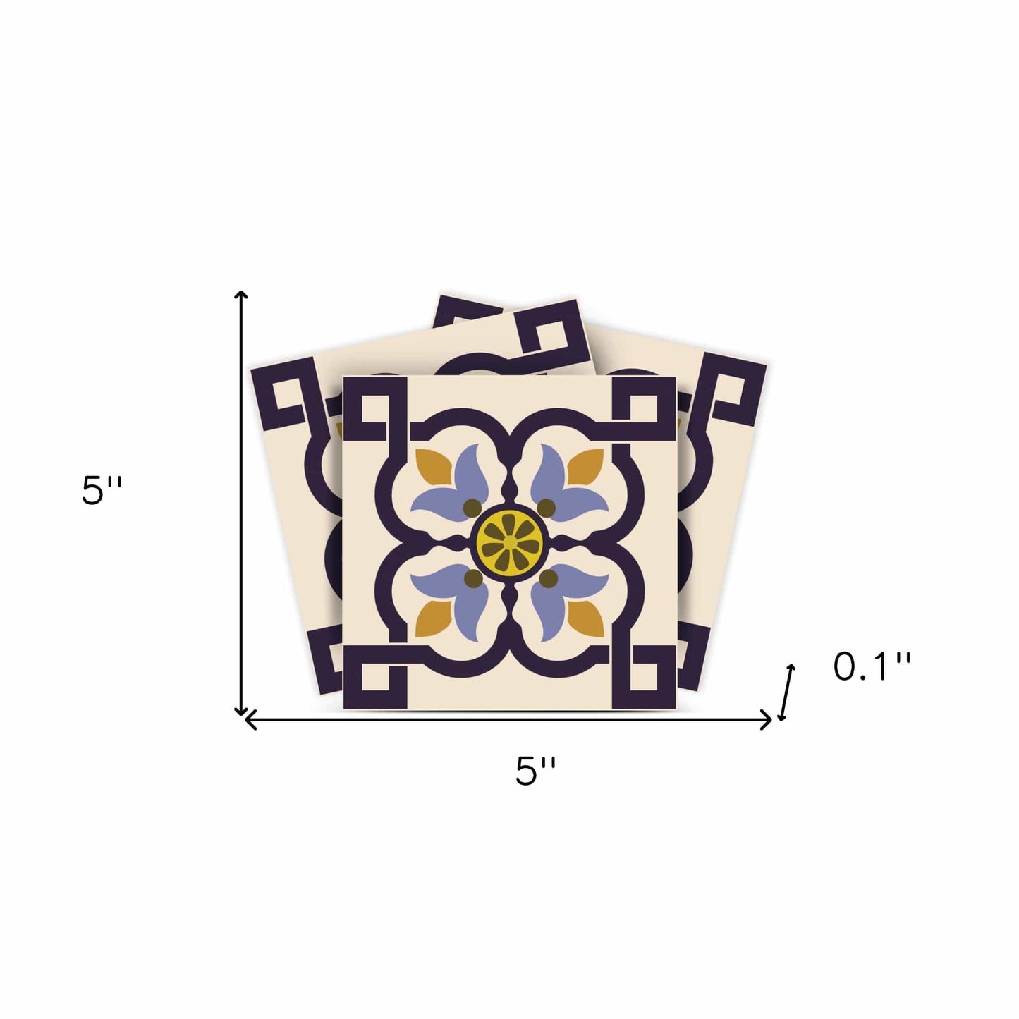 5" X 5" Azul Flora Peel and Stick Removable Tiles - Homeroots - Flyclothing LLC