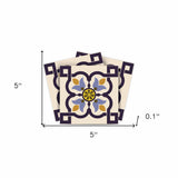 5" X 5" Azul Flora Peel and Stick Removable Tiles - Homeroots - Flyclothing LLC