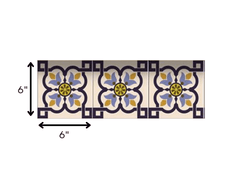 6" X 6" Azul Flora Peel and Stick Removable  Tiles - Homeroots