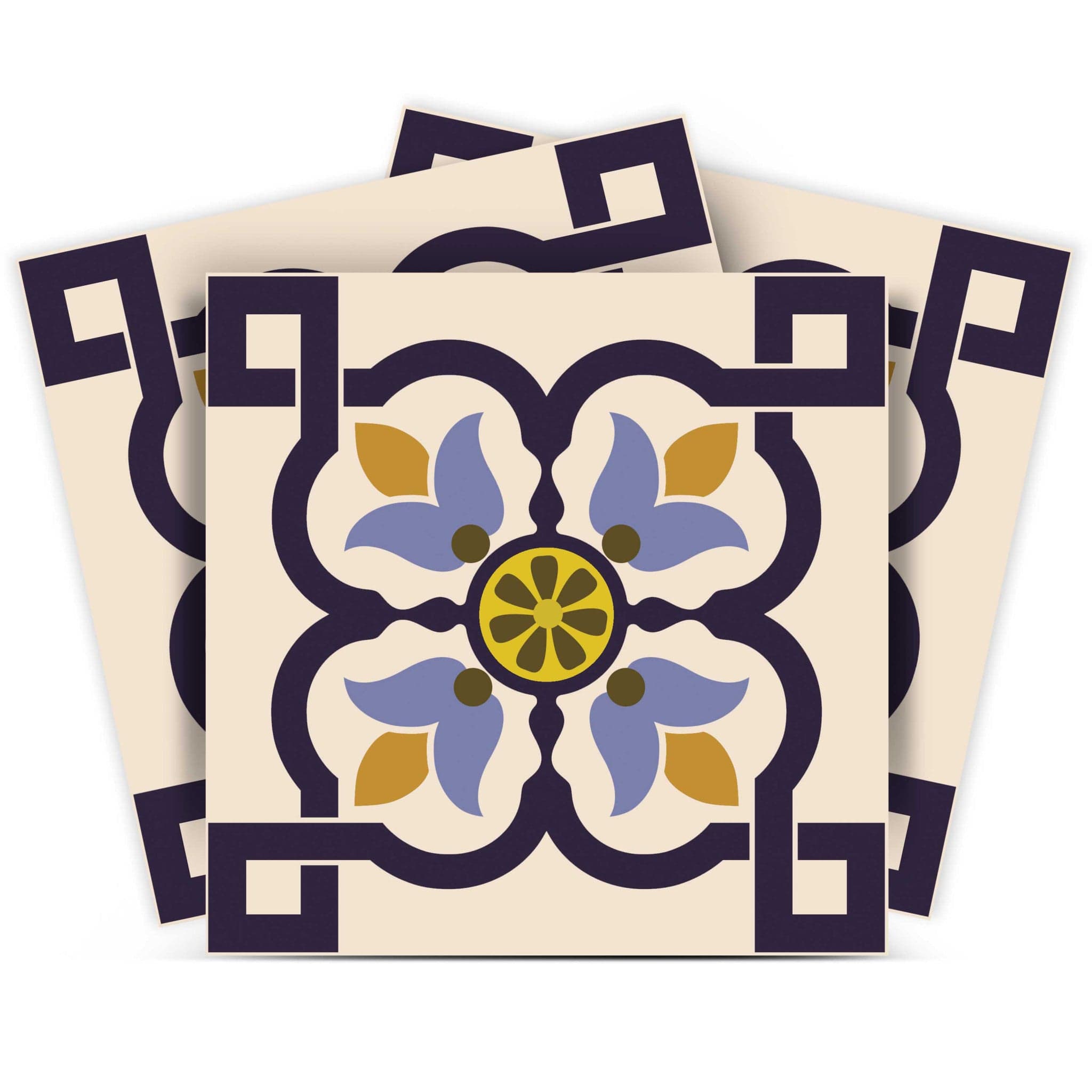 6" X 6" Azul Flora Peel and Stick Removable  Tiles - Homeroots