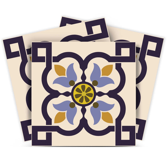6" X 6" Azul Flora Peel and Stick Removable  Tiles - Homeroots