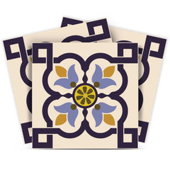 6" X 6" Azul Flora Peel and Stick Removable  Tiles - Homeroots