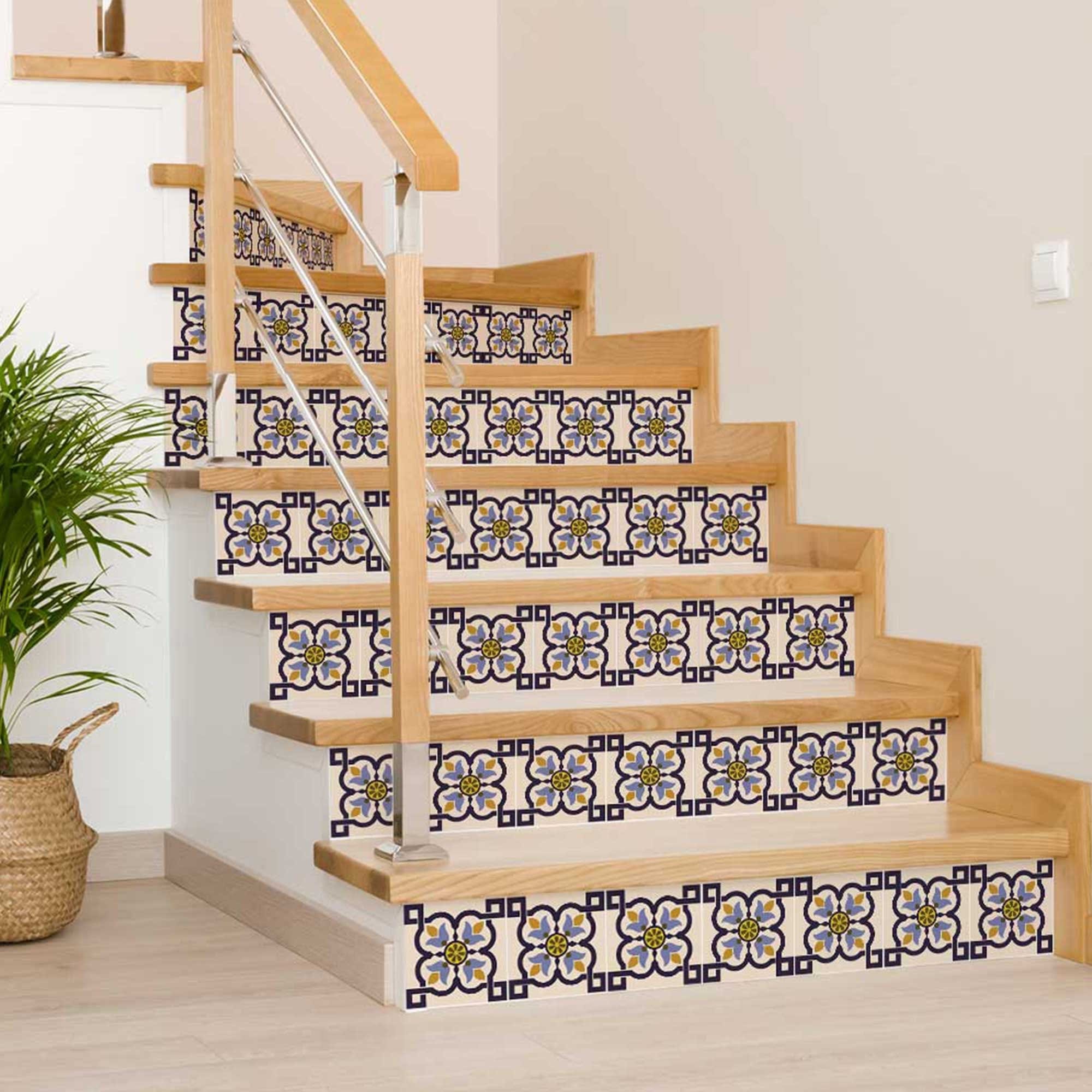 6" X 6" Azul Flora Peel and Stick Removable Tiles - Homeroots - Flyclothing LLC