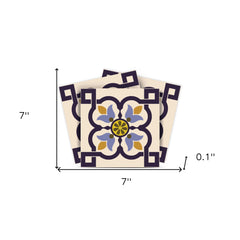 7" X 7" Azul Flora Peel and Stick Removable  Tiles