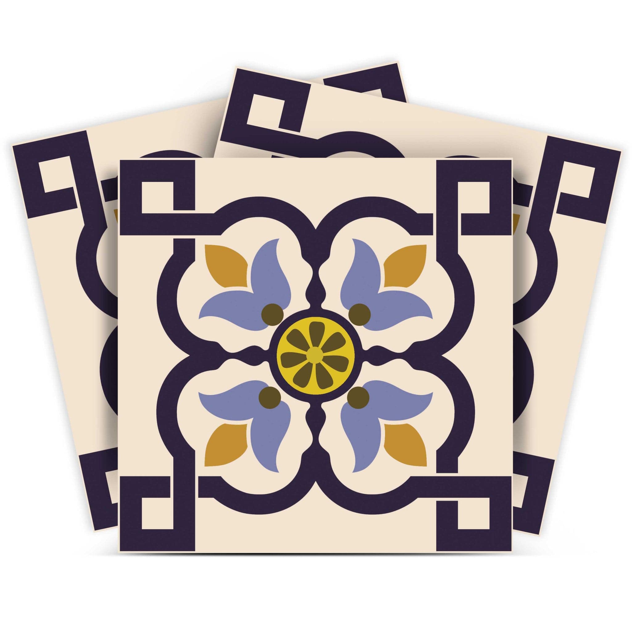 7" X 7" Azul Flora Peel and Stick Removable  Tiles - Homeroots
