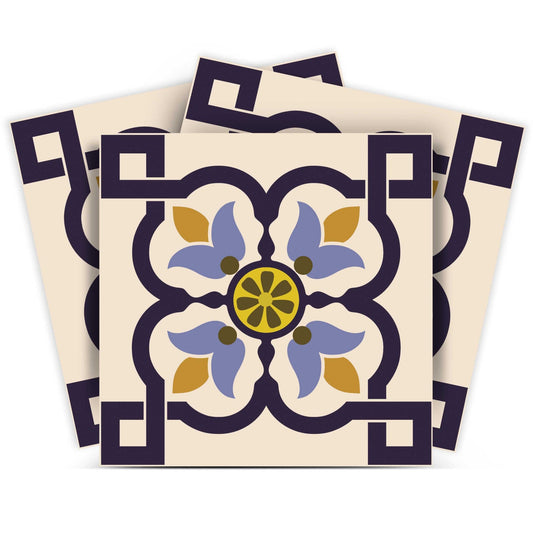 7" X 7" Azul Flora Peel and Stick Removable  Tiles - Homeroots