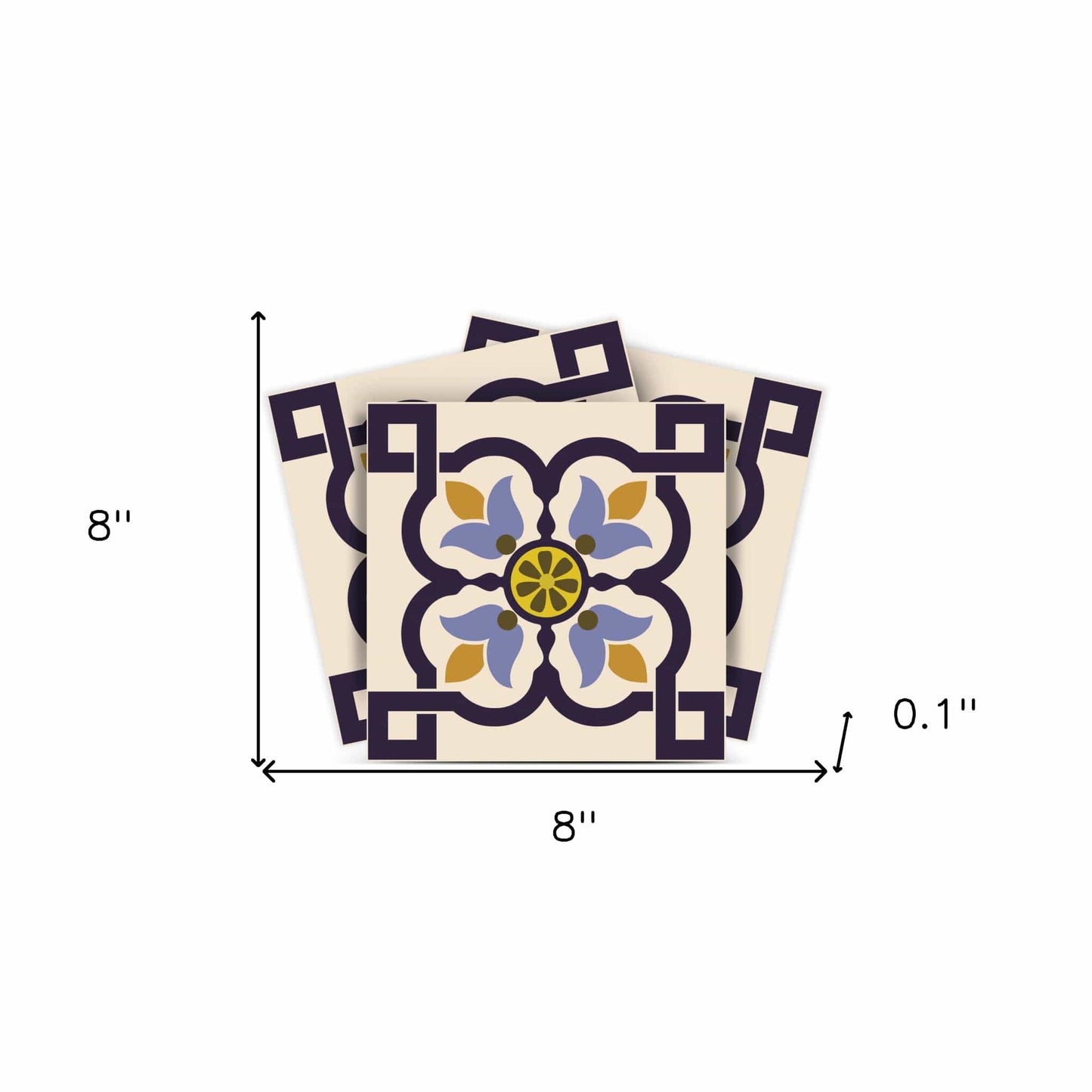 8" X 8" Azul Flora Peel and Stick Removable Tiles - Homeroots - Flyclothing LLC