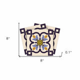 8" X 8" Azul Flora Peel and Stick Removable Tiles - Homeroots - Flyclothing LLC