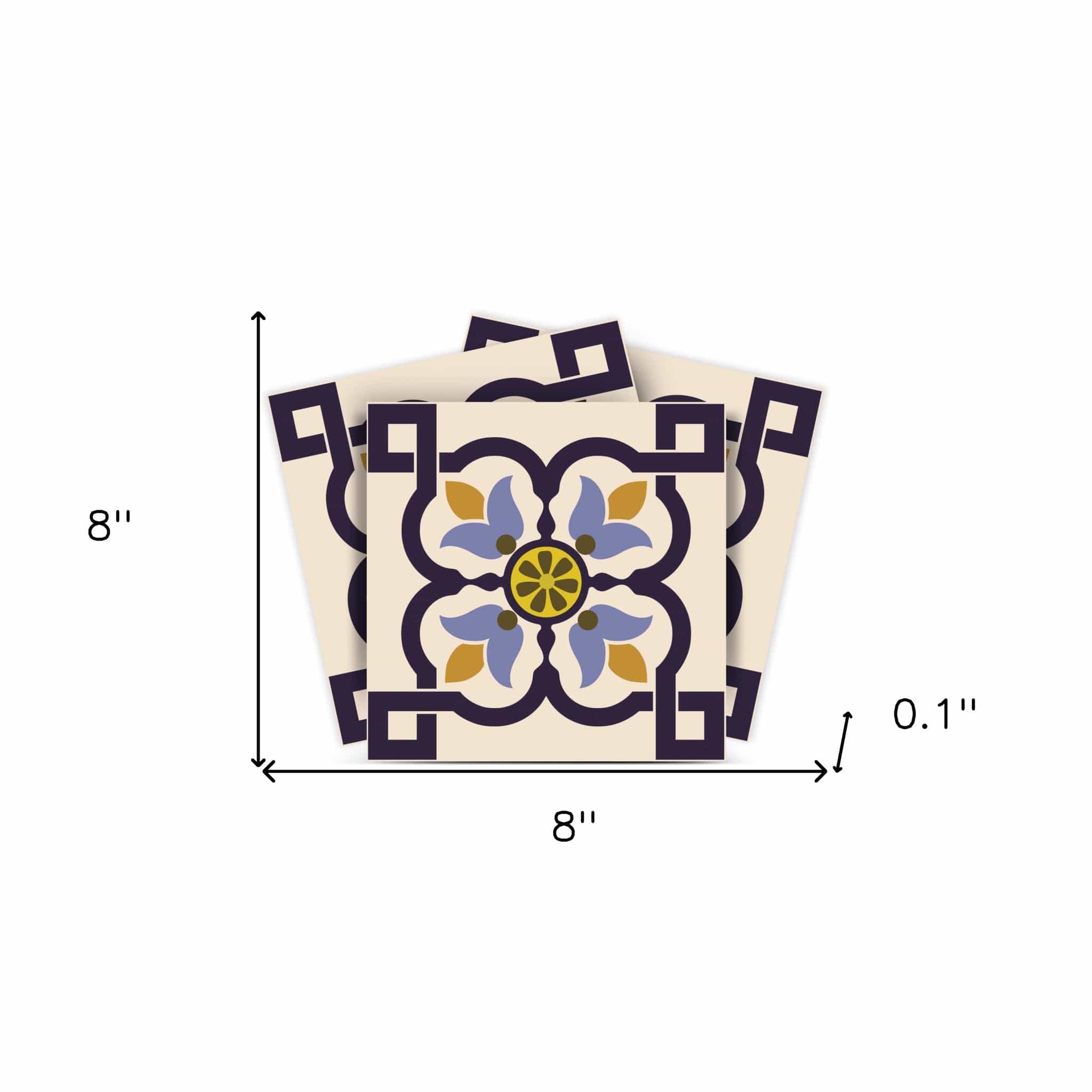 8" X 8" Azul Flora Peel and Stick Removable Tiles - Homeroots - Flyclothing LLC