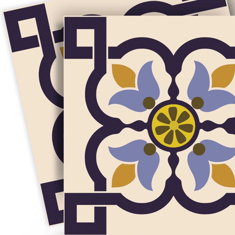 8" X 8" Azul Flora Peel and Stick Removable Tiles - Homeroots - Flyclothing LLC