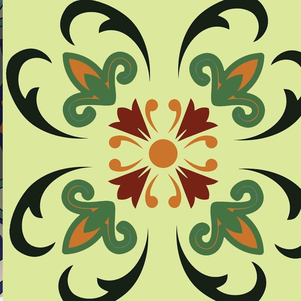 4" X 4" Auguri Flora Peel and Stick Removable Tiles - Homeroots - Flyclothing LLC