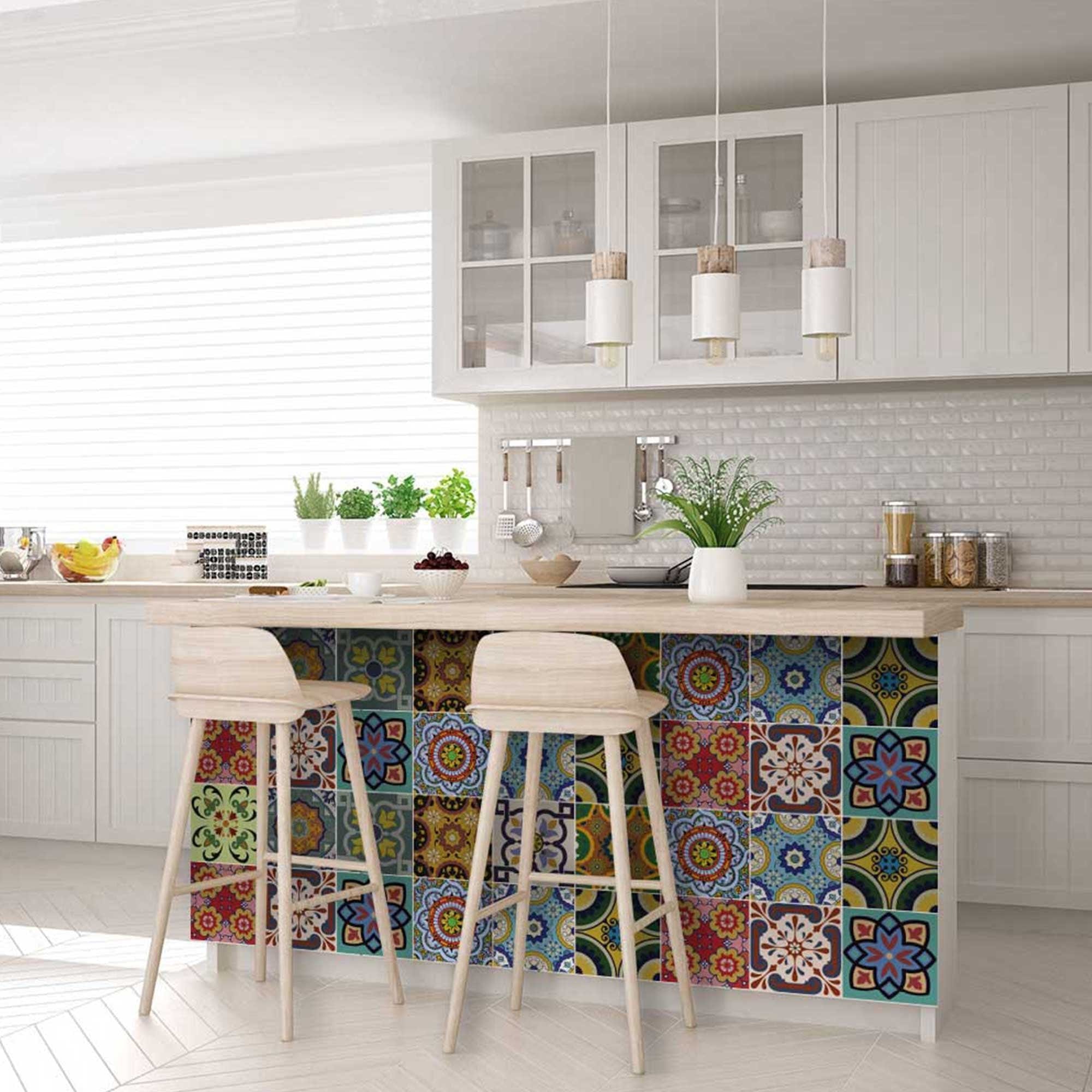 5" X 5" Auguri Flora Peel and Stick Removable Tiles - Homeroots - Flyclothing LLC