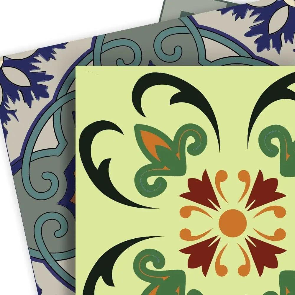 5" X 5" Auguri Flora Peel and Stick Removable  Tiles - Homeroots