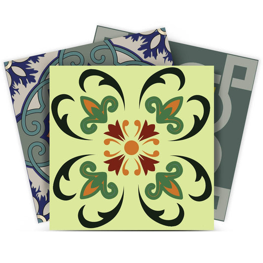 6" X 6" Auguri Flora Peel and Stick Removable  Tiles - Homeroots