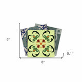 6" X 6" Auguri Flora Peel and Stick Removable Tiles - Homeroots - Flyclothing LLC