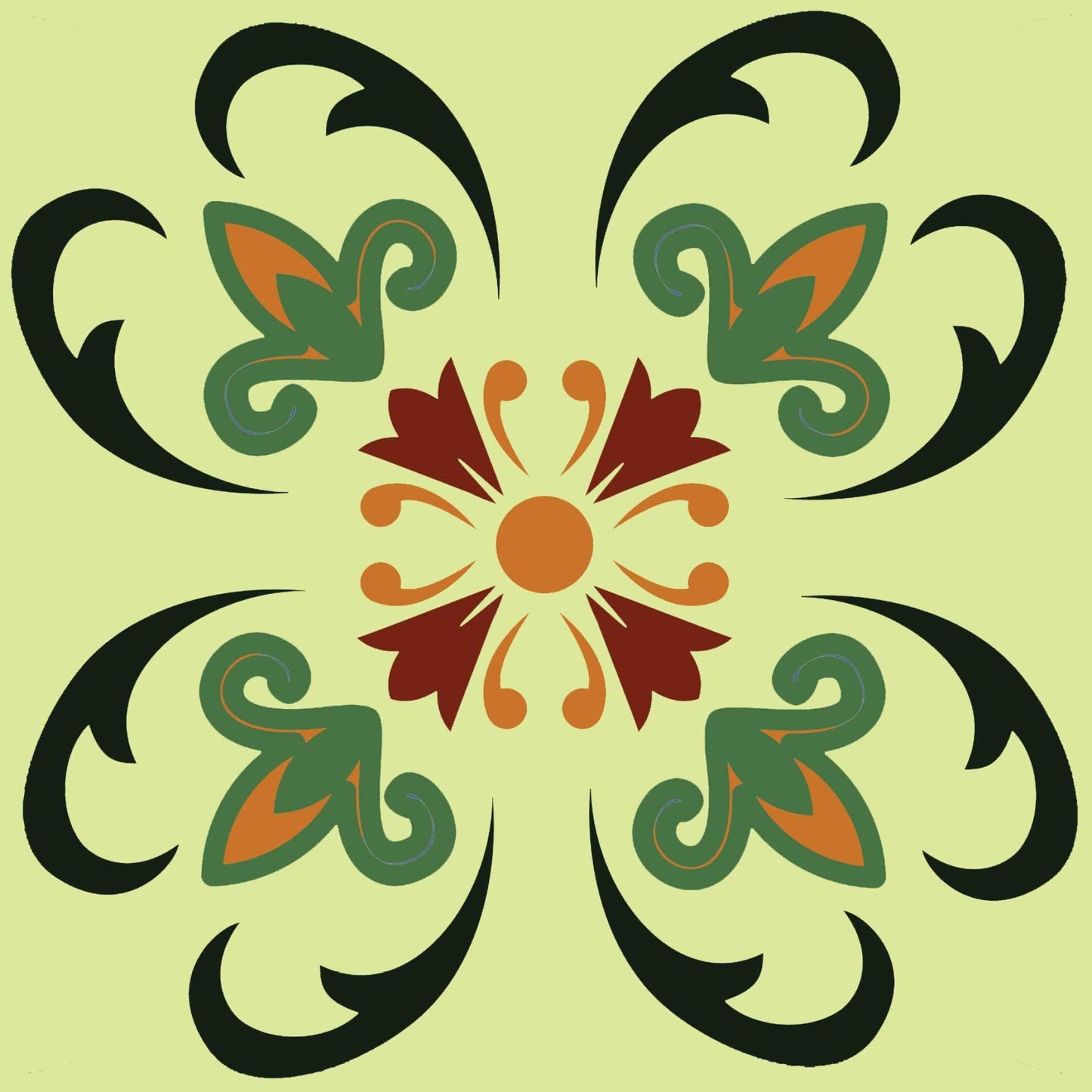 7" X 7" Auguri Flora Peel and Stick Removable Tiles - Homeroots - Flyclothing LLC